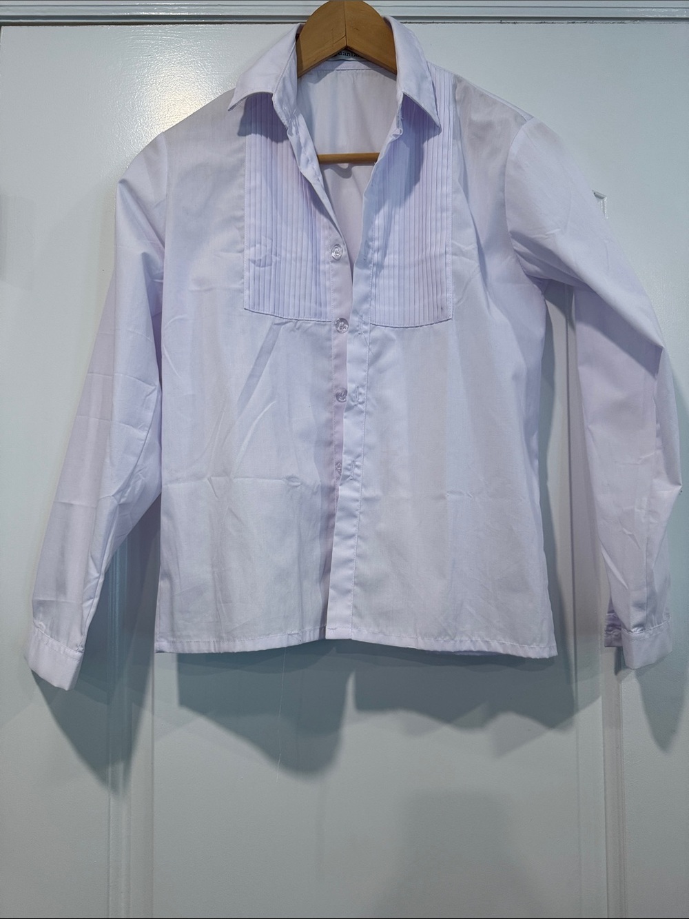 Classic White Pleated Front Button-Up Tuxedo Dress Shirt Size 12 Boys-NEW!